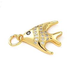 Fish Латунные микро проложить кубического циркония подвески, золотые, с целью перехода в кольце, рыба, 16.5x13x3.5 мм, отверстие : 3.5 мм