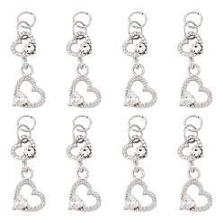 Прозрачный 15 шт. подвески в форме сердца из сплава стекла, с 304 фурнитурой из нержавеющей стали, платина, прозрачные, 31 мм