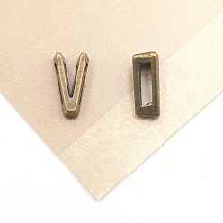 Letter V Тибетский стиль сплава Silde амулеты, Письмо ~ Z, античная бронза, Буква V, 11x5x4 мм, отверстие : 7x2 мм
