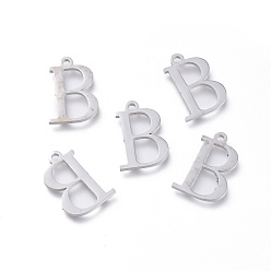 Letter B Не тускнеющие 304 подвески из нержавеющей стали, греческий алфавит, цвет нержавеющей стали, letter.b, 14x9x1 мм, отверстие : 1.2 мм