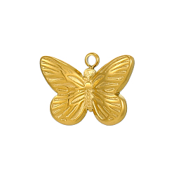 Настоящее золото 18K 304 подвески из нержавеющей стали, бабочки прелести, ионное покрытие (ip), реальный 18 k позолоченный, 11x15 мм
