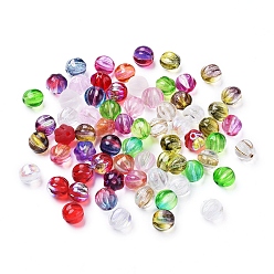 Mixed Color Czech Glass Beads, Electroplated/Dyed/Transparent, Pumpkin, Mixed Color, 7.5x8mm, Hole: 1mm, about 237~243pcs/bag