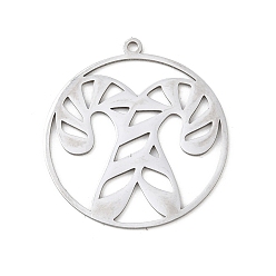 Candy Cane Рождественские 201 подвески из нержавеющей стали, плоский круглый с конфетным тростником, 30x28x1 мм, отверстие : 1.5 мм