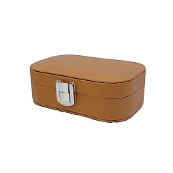 Sienna Rectangle Imitation Leather Jewelry Organizer Case with Clasps, for Necklaces, Rings, Earrings and Pendants, Sienna, 12x7.5x4cm