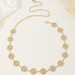 Золотой Полые плоские круглые литые цепочки для талии и живота для женщин, золотые, 1100 мм