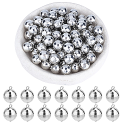 Платина 96 кулоны из смолы, шарм диско-шар, граненые, с железной петлей, платина, 20.5x16 мм, отверстие : 2 мм