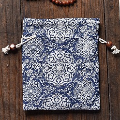 Прусский Синий Сумки на шнурке из ткани, прямоугольные мешочки для ювелирных изделий в китайском стиле, берлинская лазурь, 15x13 см