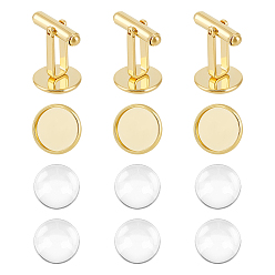 Золотой Заготовка купола своими руками 304 набор для изготовления запонок из нержавеющей стали, золотые, пуговица на манжете: 26.5x14мм, лоток : 12 мм