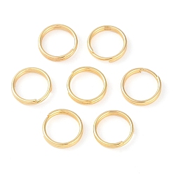 Настоящее золото 18K Латунные разрезные кольца, кольца с двойной петлей, реальный 18 k позолоченный, 8x1.5 мм, внутренний диаметр: 6.5 мм, одиночный провод: 0.7 мм