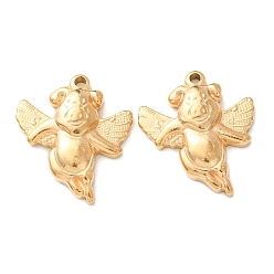 Настоящее золото 18K 304 подвески из нержавеющей стали, ионное покрытие (ip), свинья с подвесками в виде крыльев, реальный 18 k позолоченный, 23x20x4.5 мм, отверстие : 1.6 мм