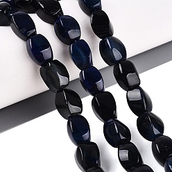 Midnight Blue Natural Agate Beads Strands, Twist, Dyed, Midnight Blue, 11~12x7~9x7~9mm, Hole: 0.9~1mm, about 38pcs/strand, 15.16~15.55 inch(38.5~39.5cm)