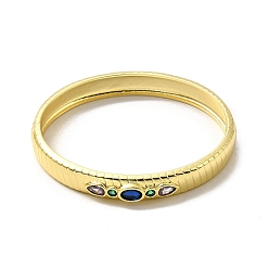 Colorful Cubic Zirconia Oval Hinged Bangle, Golden Brass Jewelry for Women, Colorful, Inner Diameter: 2x2-3/8 inch(5x5.95cm)