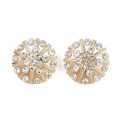 Golden 1-Hole Alloy Rhinestone Shank Buttons, Flower, Golden, 20x8.5mm, Hole: 9x5mm