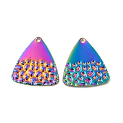 Rainbow Color Ion Plating(IP) 304 Stainless Steel Pendants, Triangle Charm, Rainbow Color, 25.5x23x1mm, Hole: 1.6mm