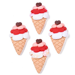 PeachPuff Opaque Resin Cabochons, Rubberized Style, Imitation Food, Ice Cream Cone, PeachPuff, 31x17.5x6.5mm