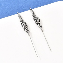 Skull Хэллоуин 316 серьги-крючки из нержавеющей стали с подвесками, серьги-манжеты, античное серебро, череп, 78.5x9 мм