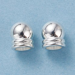 Серебро 304 торцевые крышки из нержавеющей стали шнур, серебряные, 8x7 мм, отверстие : 4.5 мм