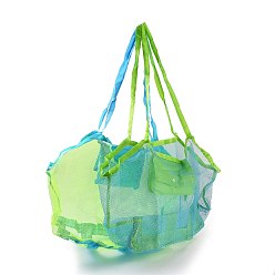Sky Blue Portable Nylon Mesh Grocery Bags, for School Travel Daily Beach Bags Fits, Sky Blue, 78cm