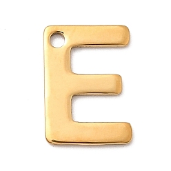 Letter E 304 прелести нержавеющей стали, письмо амулеты, ионное покрытие (ip), реальный 18 k позолоченный, Письмо E, 11x8x0.8 мм, отверстие : 1.2 мм