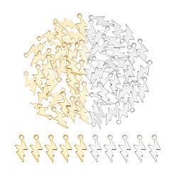 (52) Непрозрачная лаванда 60 шт 2 цвета 201 подвески из нержавеющей стали, шарм молнии, разноцветные, 12x5x0.7 мм, отверстие : 1.2 мм, 30 шт / цвет