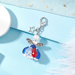 Античный Серебристый & Платиновый Подвеска в виде ангела из стеклянных бусин, застежки-крылышки и карабины из сплава для украшений сумок, старинное серебро и платина, 57 мм