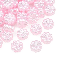 Pink Имитация жемчуга акриловые, цветок, розовые, 13.5x6.5 мм, отверстие : 2.5 мм, Около 684 шт / 500 г