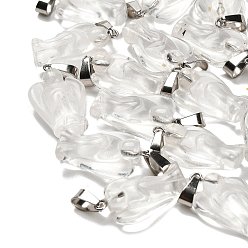 Стеклянный Камень Арбуза Синтетический арбуз камень стеклянные подвески, с 201 вывод из нержавеющей стали, ангел, 24~25x15~16x7~8 мм, отверстие : 5x7 мм