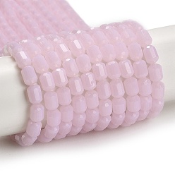 Бледно-Розовый Стеклянные бусины, имитация нефрита , граненый ствол, розовый жемчуг, 5~6x4 мм, отверстие : 1 мм, около 78~81 шт / нитка, 15.94''~18.82'' (40.5~47.8 см)