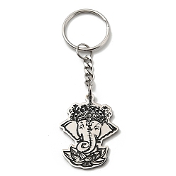 Couleur Acier Inoxydable 201 acier inoxydable avec porte-clés en émail, éléphant, couleur inox, 9.2 cm
