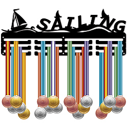 Парусное судно Модная железная вешалка для медалей, настенная стойка для дисплея, 3-линия, с винтами, чёрные, парусное судно, 150x400 мм, отверстие : 5 мм