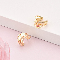 Настоящее золото 18K Латунь манжеты серьги, арка, реальный 18 k позолоченный, 12~13x13x9 мм