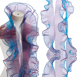 Cardo 25yardas de ribete de tela de encaje plisado con volantes de organza de poliéster, cardo, 4-7/8 pulgada (125 mm)