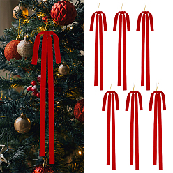 Красный Подвесные украшения в виде бантов из полиэстера, для украшения домашней рождественской елки, красные, 600~640x400x11 мм, 12 шт / комплект