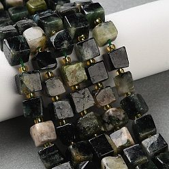 Изумруд Натуральные изумрудные бисерные пряди, кубические, с бисером, 7~7.5x7~7.5x7~7.5 мм, отверстие : 0.8~1 мм, около 41 шт / нитка, 15.35'' (39 см)