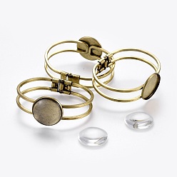 Античная Бронза Сделай сам латунный браслет, пустое основание браслета, со стеклянными кабошонами , античная бронза, установка: лоток: 25 мм, 2-3/8 дюйм (6 см), Стекло: 24.5~25x6~7 мм