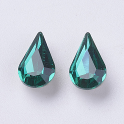 Emerald Glass Pointed Back Rhinestone, Grade A, Back Plated, teardrop, Emerald, 13x8x4mm