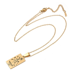 Рыбы 12 Созвездие из нержавеющей стали с гравировкой карт Таро подвеска кабель цепочка ожерелье, золотые, Рыбы, 17.72 дюйм (45 см)