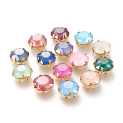 (52) Непрозрачная лаванда Шить на горный хрусталь, стиль мокко, стекло горный хрусталь, с золотыми тонами латунных зубьев, аксессуары для одежды, квадратный, разноцветные, 11.5x11.5x6.5 мм, отверстие : 1 мм, длина диагонали: 11 мм