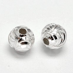 Серебро Фантазии вырезать 925 стерлингового серебра круглых бусин, серебряные, 8 мм, Отверстие : 1.6 мм , около 49 шт / 20 г
