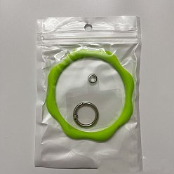 Lawn Green Silicone Loop Phone Lanyard, Wrist Lanyard Strap with Plastic & Golden Plated Alloy Keychain Holder, Lawn Green, 9cm