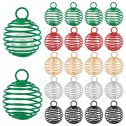 (52) Непрозрачная лаванда 50 шт. 5 цвета подвески из нержавеющей стали, окрашенные распылением, спиральная клетка из бисера, круглые подвески, разноцветные, 25x20 мм, 10 шт / цвет