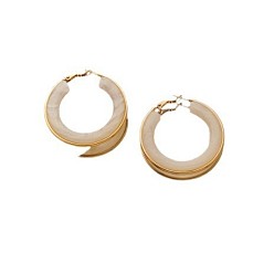 Папайя Оранжевый 304 из нержавеющей стали акриловые серьги обруча, золотые, papayawhip, 35 мм