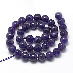 Amethyst Natural Amethyst Beads Strands, Round, 8~9mm, Hole: 1mm, about 45~48pcs/strand, 15.7 inch