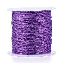 Purple Polyester Braided Metallic Thread, for DIY Braided Bracelets Making and Embroidery, Purple, 0.4mm, 6-Ply, about 54.68 yards(50m)/roll
