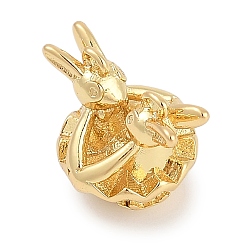 Настоящее золото 18K Стойки обшивки латунные подвески, кролика прелести, долговечный, без свинца и без кадмия, реальный 18 k позолоченный, 11.5x13.5x11 мм, отверстие : 1 мм