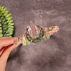 Gemstone Натуральные гальванизированные хрустальные ободки для волос, с розовыми опаловыми каплями, корона для волос, для женщин девушек, 270x180x30 мм