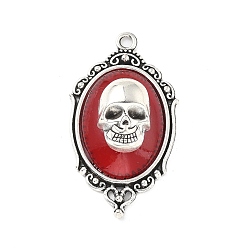 (123L) Белый крем непрозрачный блеск Овальные подвески в готическом стиле с черепом из сплава смолы, античное серебро, огнеупорный кирпич, 42.5x23.5x11 мм, отверстие : 2.5 мм