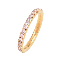 Pink 304 женские кольца из нержавеющей стали с микропаве из кубических цирконий, золотые, розовые, 2.5 мм, размер США 7 1/4 (17.5 мм)
