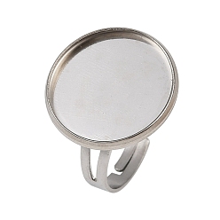 Нержавеющая Сталь Цвет 304 компоненты манжетного кольца из нержавеющей стали, настройки кольца чашки безеля, плоско-круглые, цвет нержавеющей стали, лоток : 18 мм, 16 мм внутренним диаметром, Кольцо: 17 mm