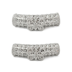 Платинированный Латунные трубчатые европейские бусины, бусины с большим отверстием, без кадмия, без никеля и без свинца, бабочка, Реальная платина, 24.5x10x7.5 мм, отверстие : 4 мм